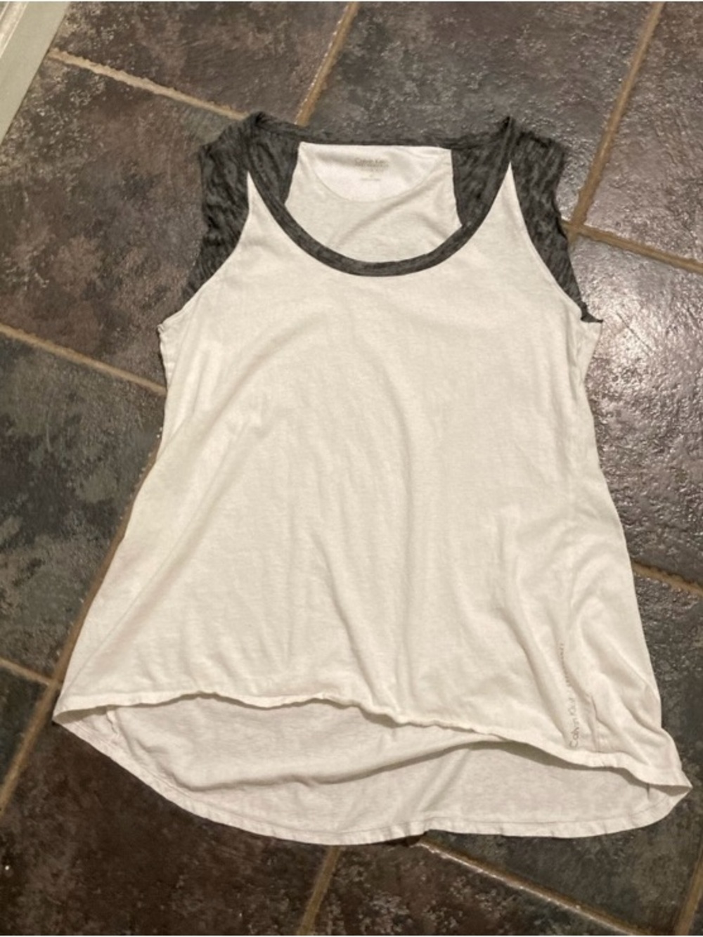 Calvin Klein Performance Casual White & Charcoal Sleeveless Women's Top Size M
